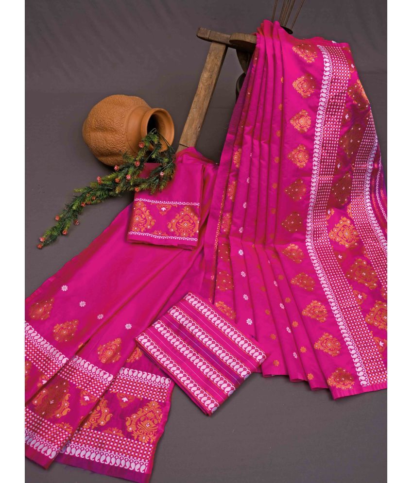     			Vividvibe Pack of 1 Kanjivaram Silk Self Design Saree With Blouse Piece ( Multicolor1 )