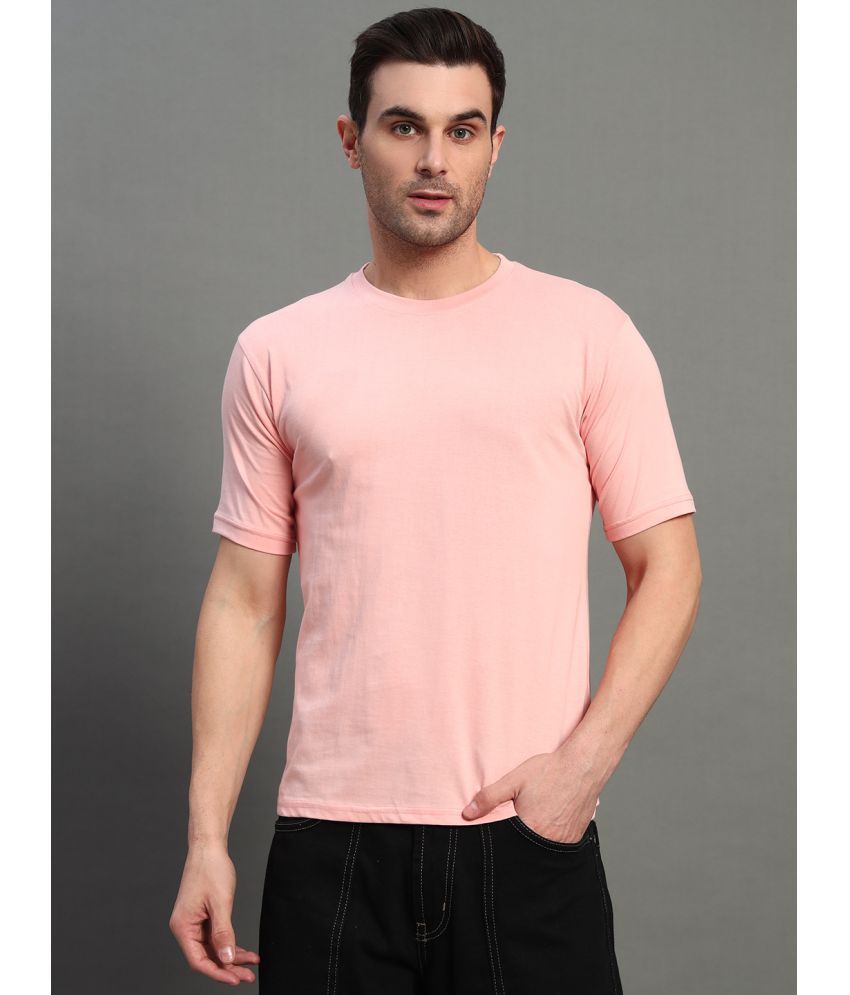     			DENNIN Cotton Regular Fit Solid Half Sleeves Men's Round T-Shirt - Pink ( Pack of 1 )