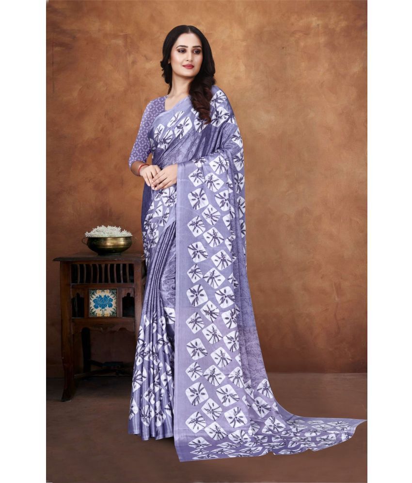     			JIHANA FAB Pack of 1 Georgette Printed Saree With Blouse Piece ( Purple )