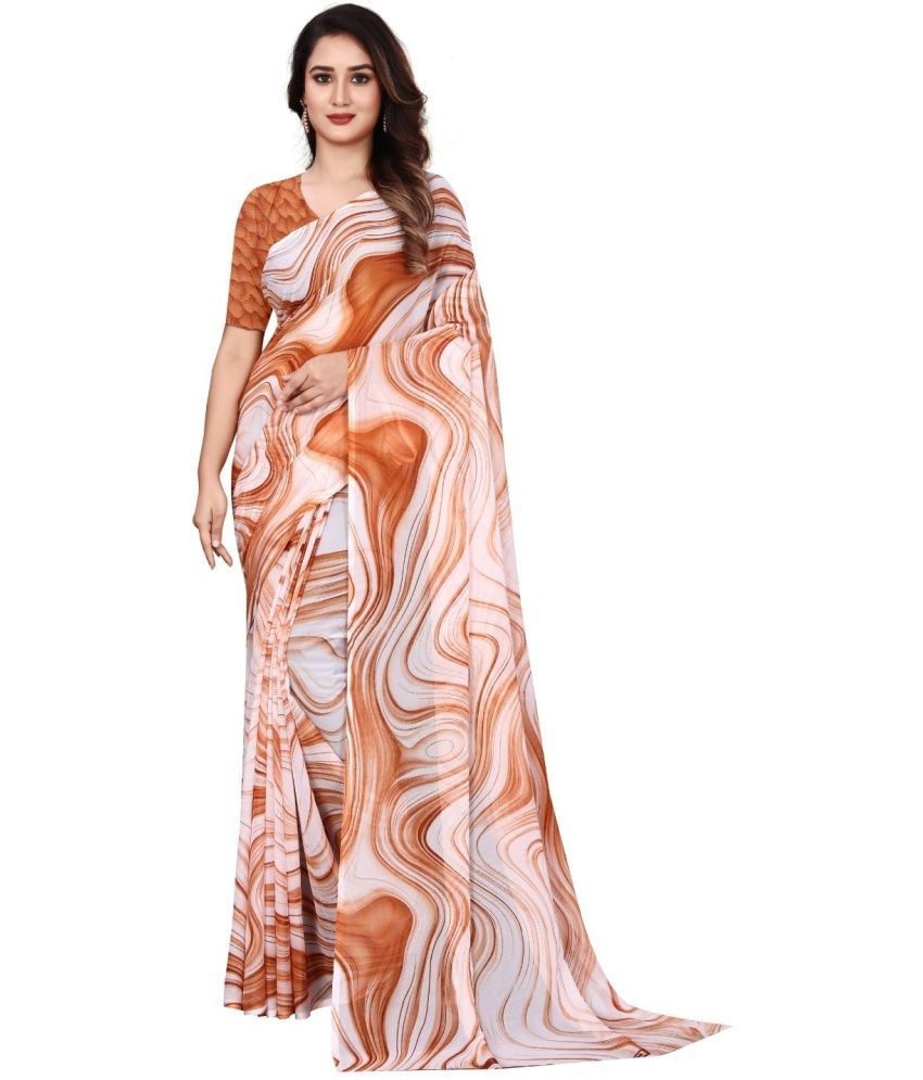     			JIHANA FAB Pack of 1 Georgette Printed Saree With Blouse Piece ( Orange )