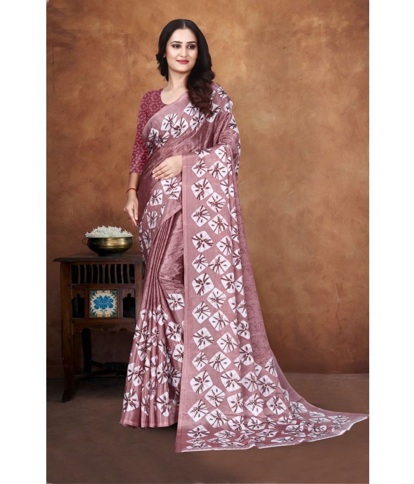     			JIHANA FAB Pack of 1 Georgette Printed Saree With Blouse Piece ( Brown )