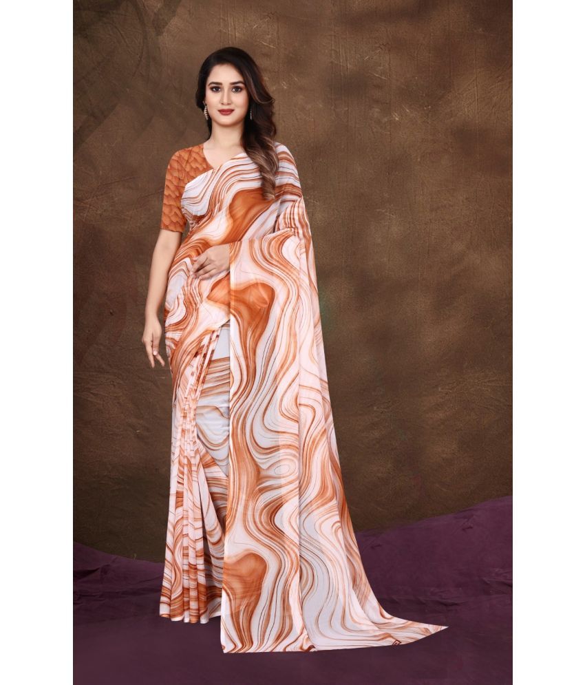     			JIHANA FAB Pack of 1 Chiffon Printed Saree With Blouse Piece ( Orange )