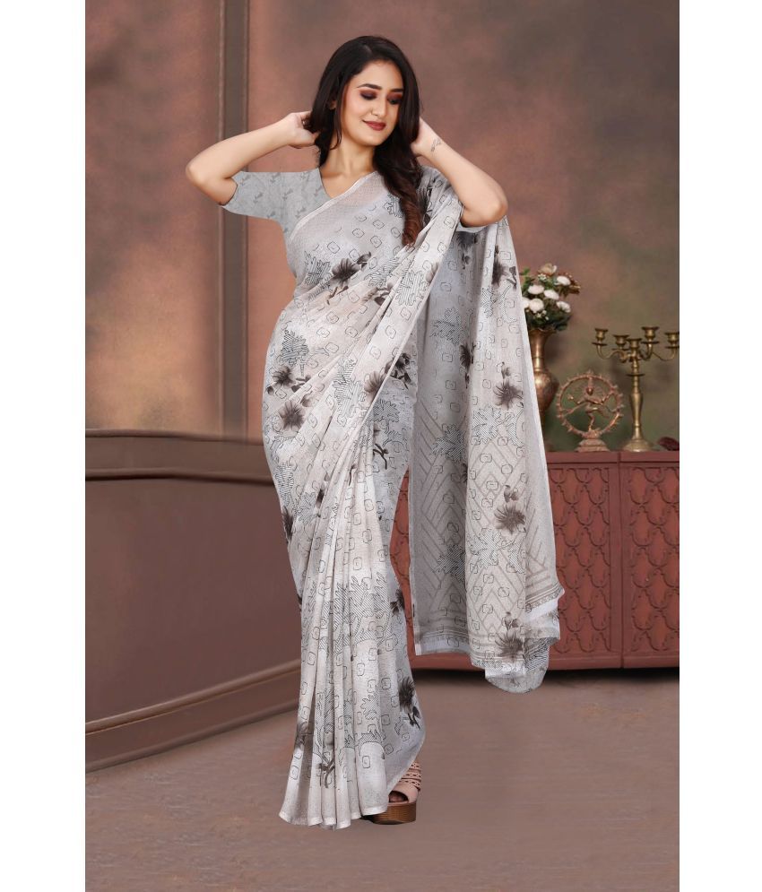     			JIHANA FAB Pack of 1 Georgette Printed Saree With Blouse Piece ( Grey )