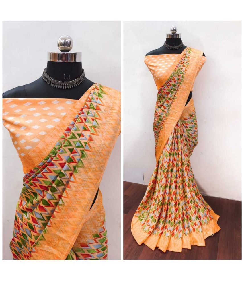     			JIHANA FAB Pack of 1 Chiffon Printed Saree With Blouse Piece ( Yellow )