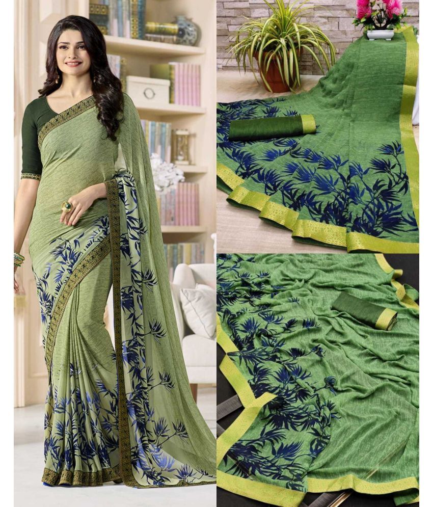     			PHORIA STYLE Pack of 1 Georgette Printed Saree With Blouse Piece ( Light Green )