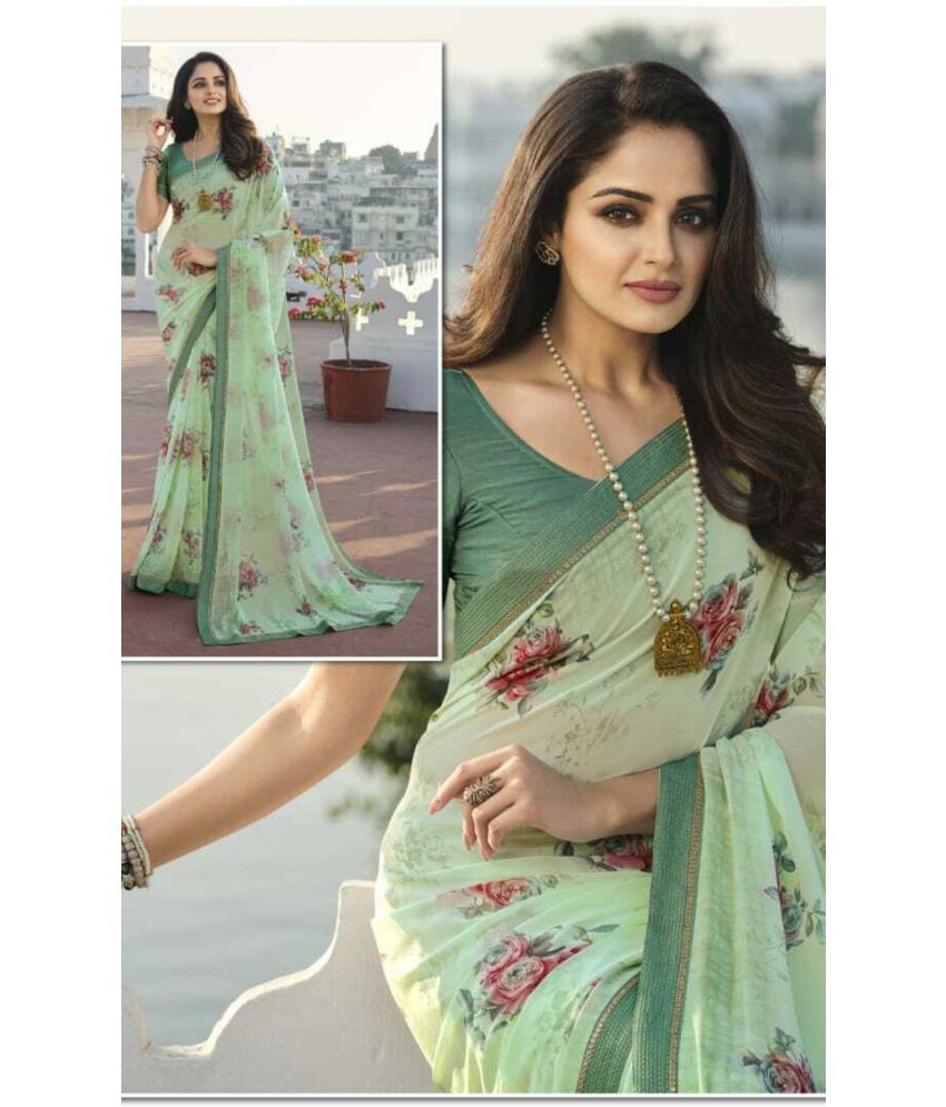     			PHORIA STYLE Pack of 1 Chiffon Printed Saree With Blouse Piece ( Light Green )