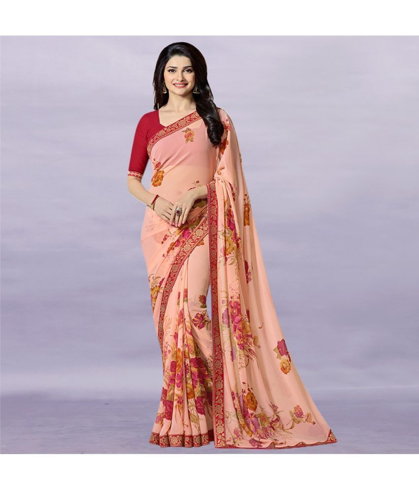     			PHORIA STYLE Pack of 1 Georgette Printed Saree With Blouse Piece ( Orange )