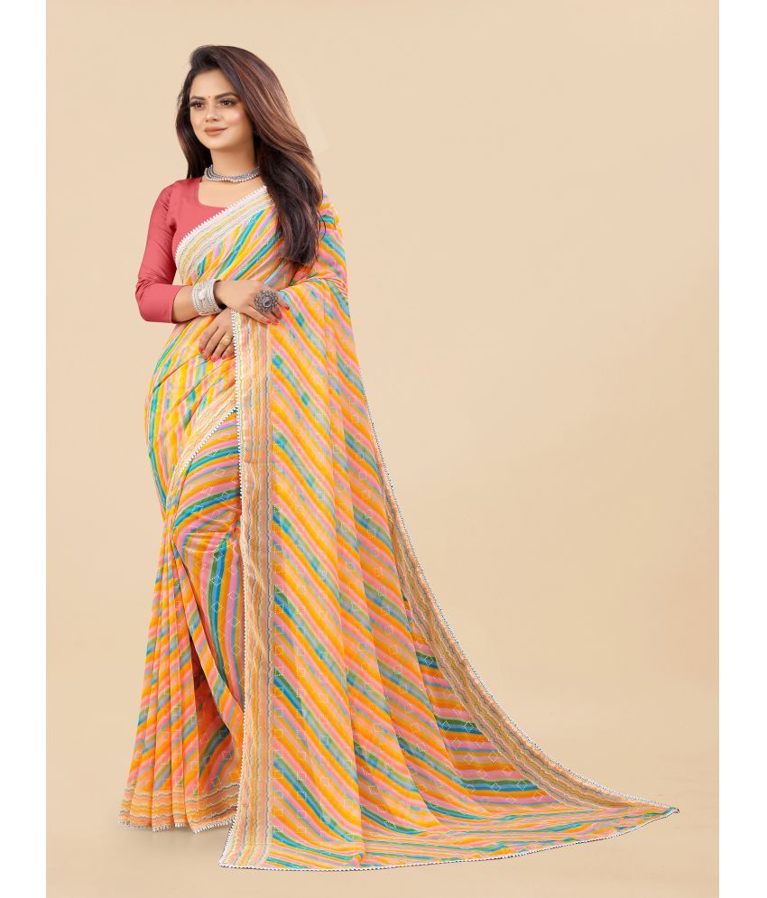     			PHORIA STYLE Pack of 1 Georgette Printed Saree With Blouse Piece ( Yellow )