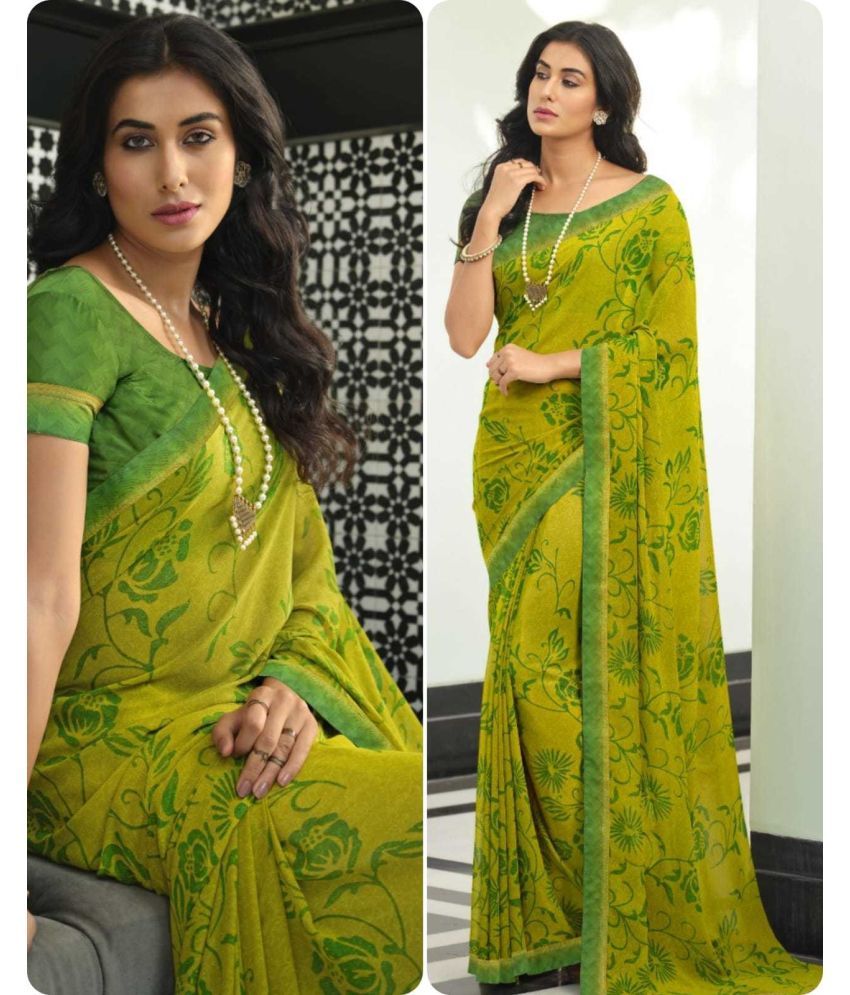     			PHORIA STYLE Pack of 1 Georgette Printed Saree With Blouse Piece ( Green )