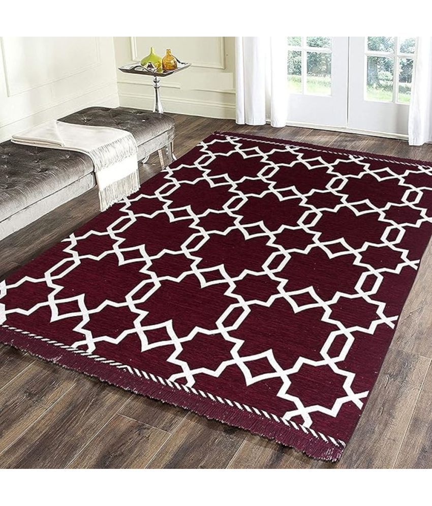     			RADECOR Maroon Chenille Carpet Others 5x7 Ft