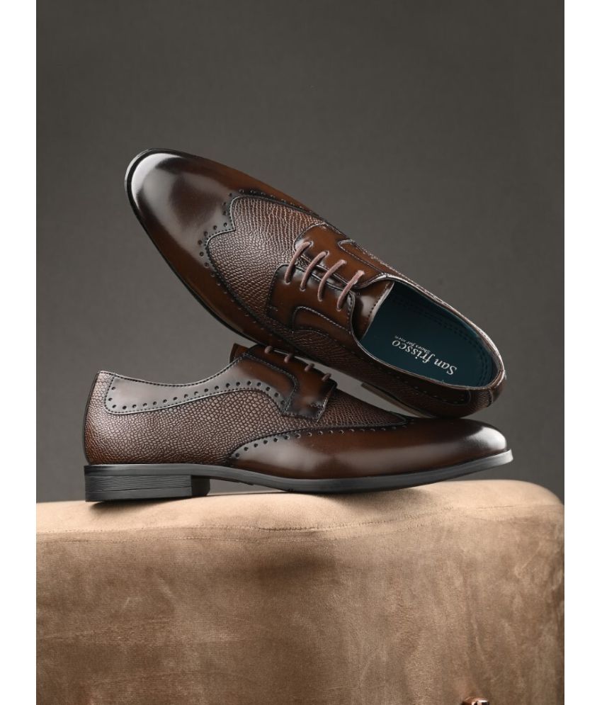     			San Frissco Brown Men's Derby Formal Shoes