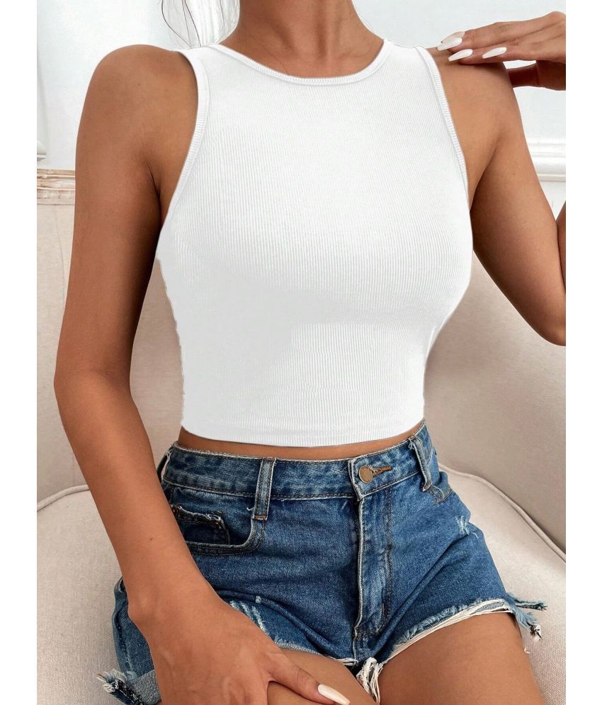     			TOOCHKI White Polyester Women's Crop Top ( Pack of 1 )