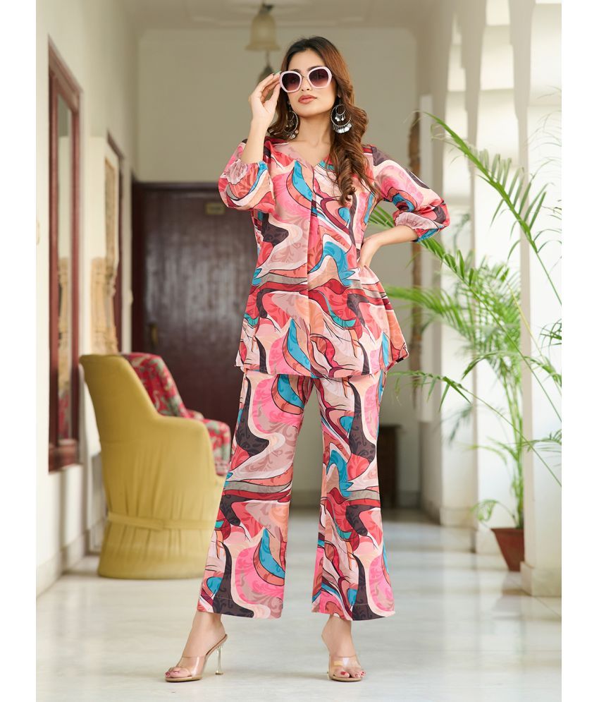     			VIBEVISION Multicolor Printed Pant Top Set