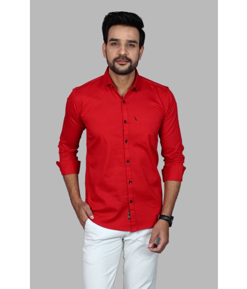     			Fatty Mouse Cotton Blend Regular Fit Full Sleeves Men's Formal Shirt - Red ( Pack of 1 )