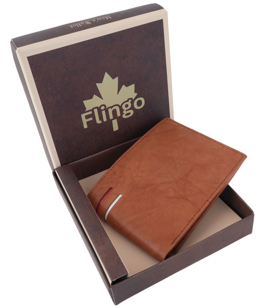     			Flingo Leather Solid Men's Regular Wallet With 5 Slots For Card ( Tan , Pack of 1 )