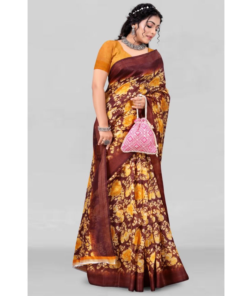     			Vibhagyaa Cotton Blend Self Design Saree With Blouse Piece ( Multicolor , Pack of 1 )