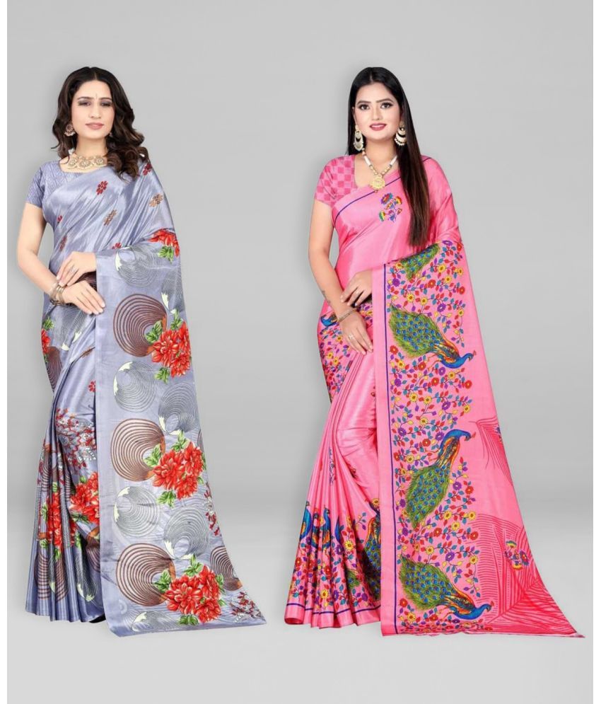     			Vibhagyaa Crepe Printed Saree With Blouse Piece ( Multicolor , Pack of 2 )