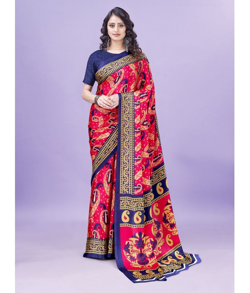     			Vibhagyaa Crepe Printed Saree With Blouse Piece ( Multicolor , Pack of 1 )