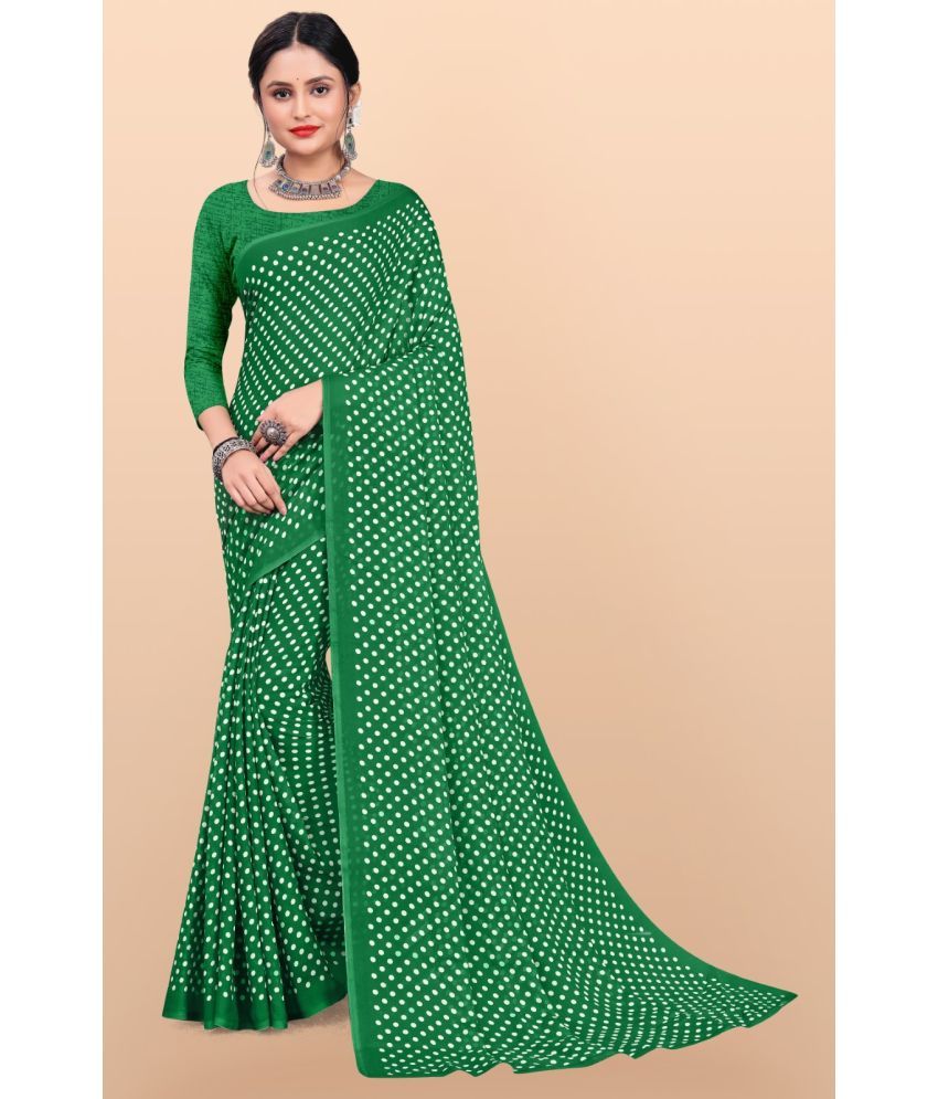     			Vibhagyaa Georgette Printed Saree With Blouse Piece ( Green , Pack of 1 )