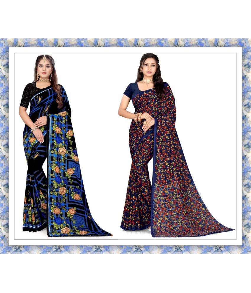     			Vibhagyaa Georgette Printed Saree With Blouse Piece ( Multicolor , Pack of 1 )