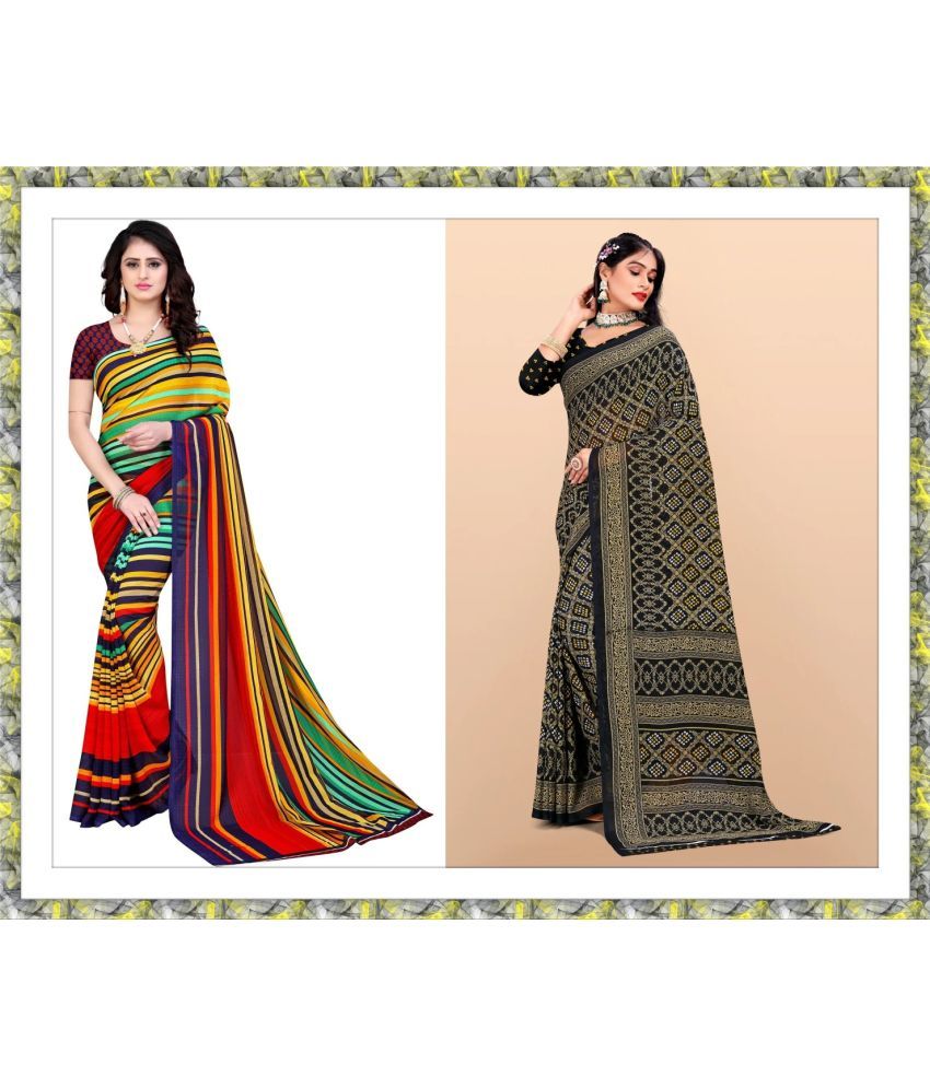     			Vibhagyaa Georgette Printed Saree With Blouse Piece ( Multicolor , Pack of 1 )