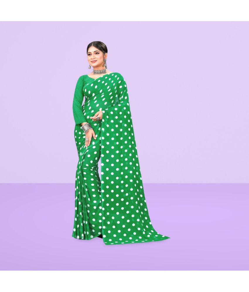     			Vibhagyaa Georgette Printed Saree With Blouse Piece ( Green , Pack of 1 )