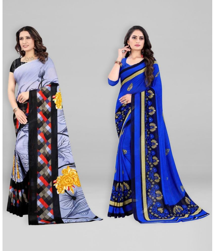     			Vibhagyaa Georgette Printed Saree With Blouse Piece ( Multicolor , Pack of 2 )