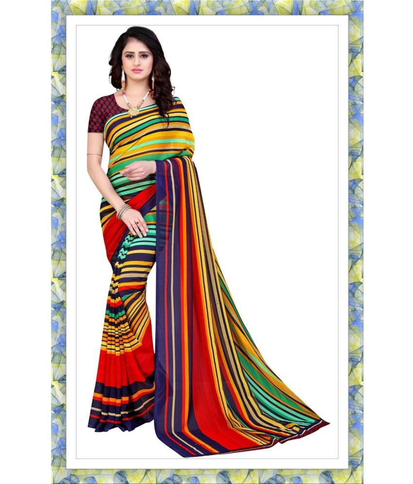     			Vibhagyaa Georgette Printed Saree With Blouse Piece ( Multicolor , Pack of 1 )