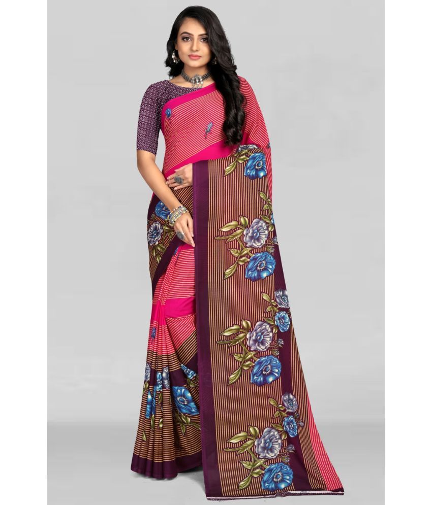     			Vibhagyaa Georgette Printed Saree With Blouse Piece ( Pink , Pack of 1 )