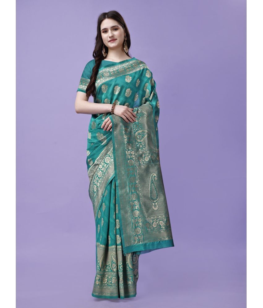     			Vibhagyaa Silk Self Design Saree With Blouse Piece ( Light Green , Pack of 1 )