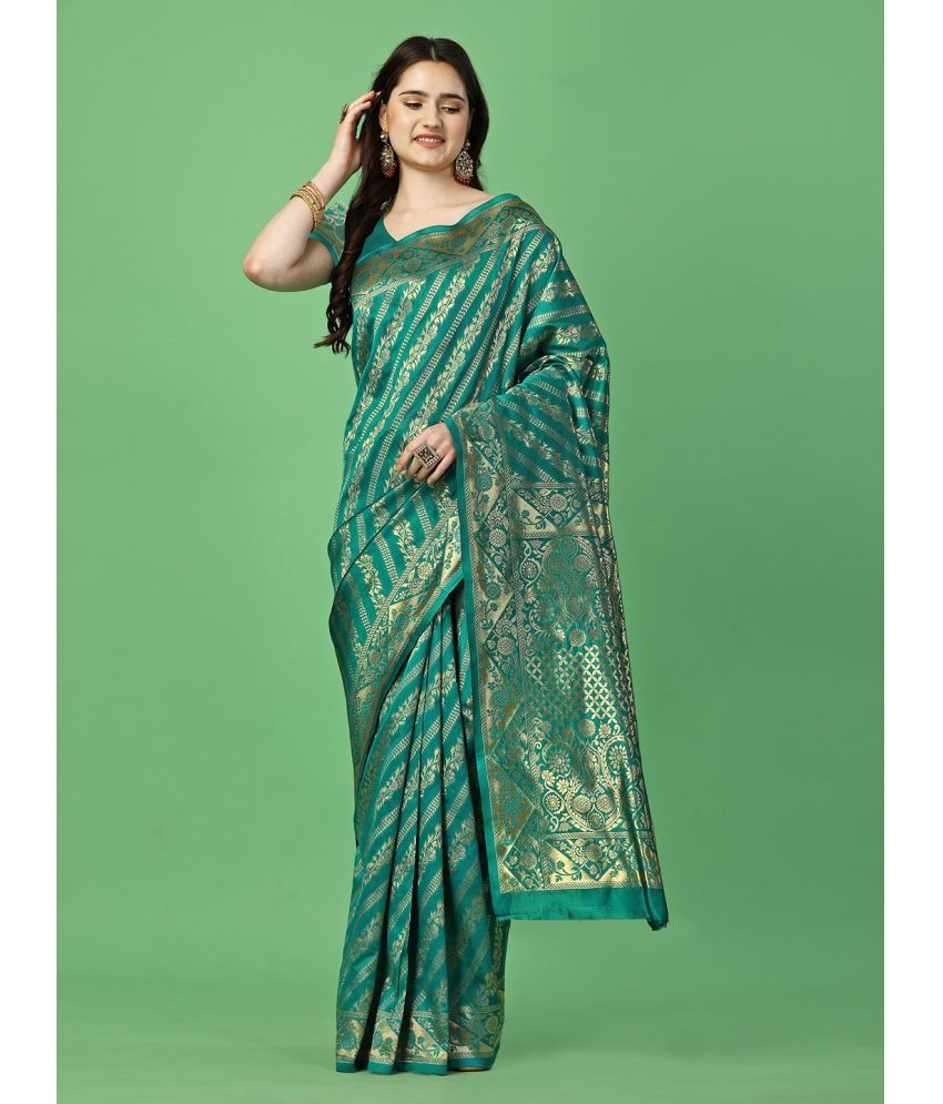     			Vibhagyaa Silk Self Design Saree With Blouse Piece ( Light Green , Pack of 1 )