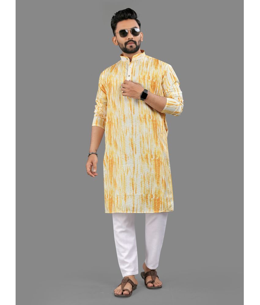     			allan peter Orange Cotton Blend Men's Regular Kurta ( Pack of 1 )