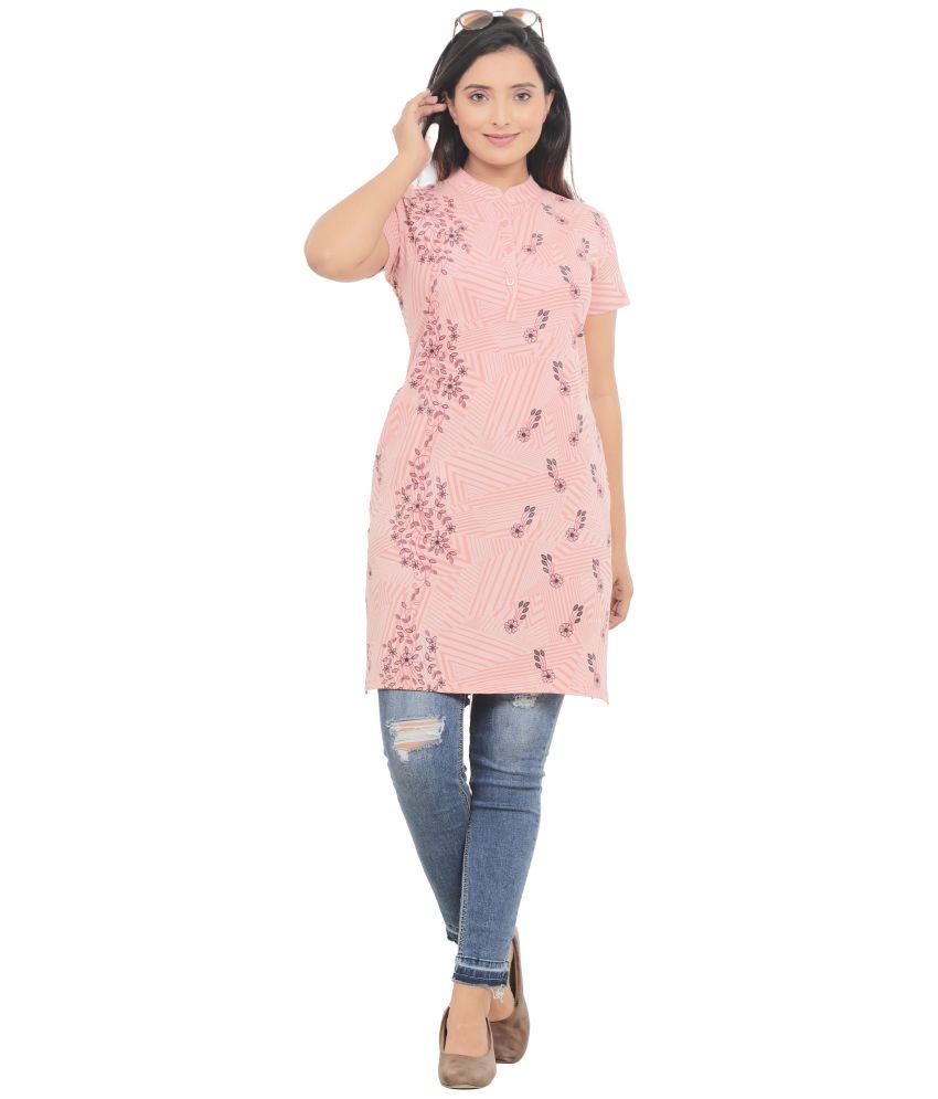     			just love Pack of 1 Cotton Blend Printed Straight Women's Kurti - ( Peach )