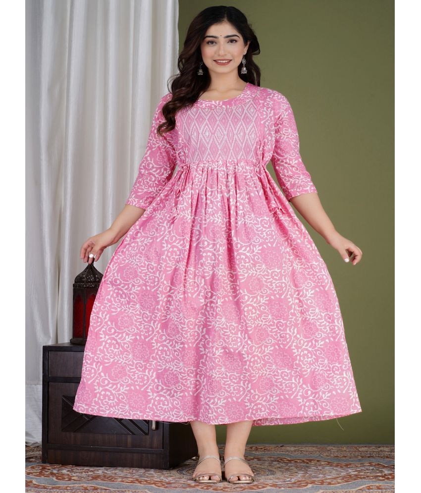     			Nevisha Style Pink Cotton Maternity Kurta Single