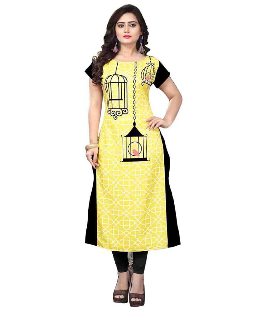     			AK FASHION MALL Pack of 1 Crepe Printed Straight Women's Kurti - ( Multicolor )