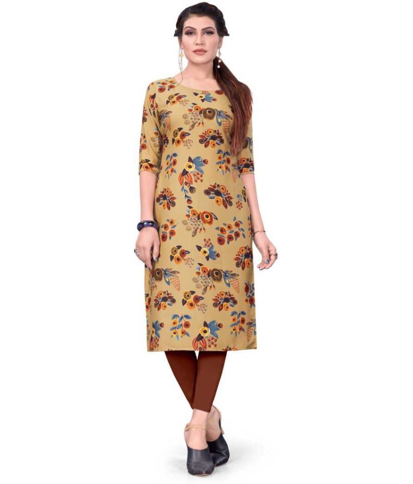     			AK FASHION MALL Pack of 1 Crepe Printed Straight Women's Kurti - ( Multicolor )