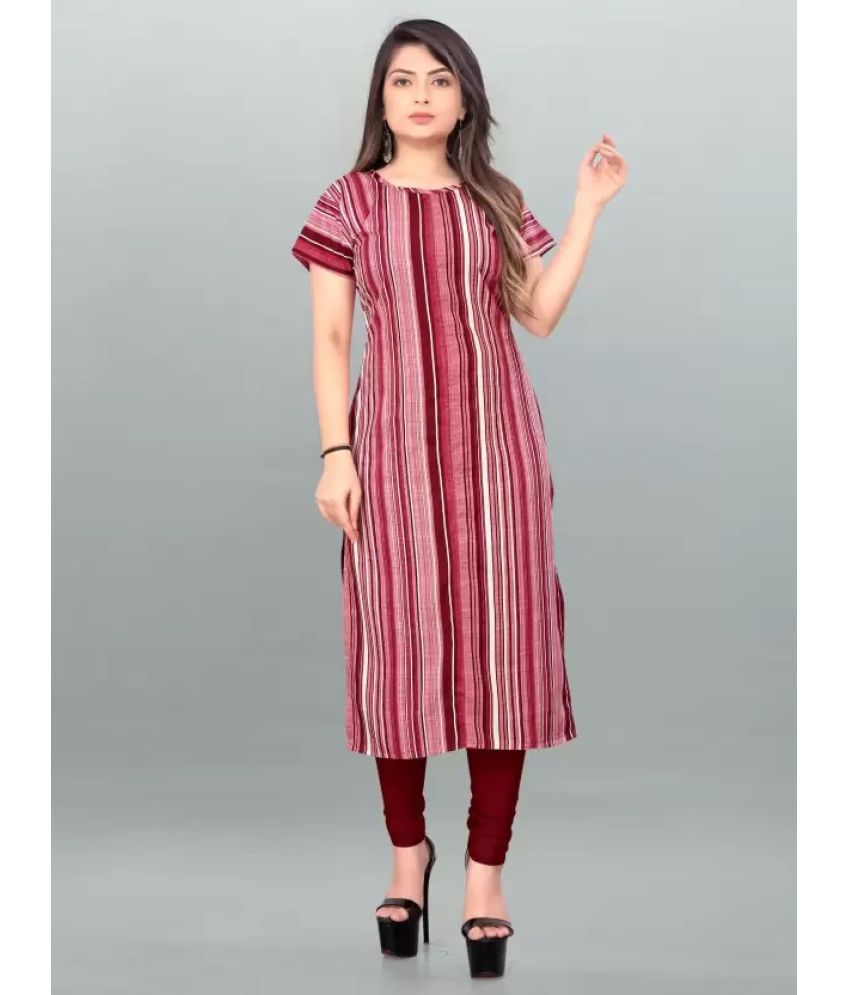     			AK FASHION MALL Pack of 1 Crepe Printed Straight Women's Kurti - ( Multicolor )