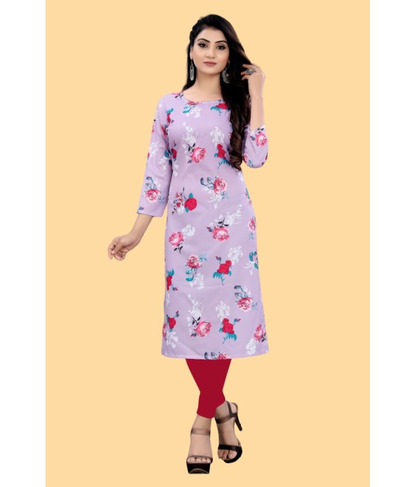     			AK FASHION MALL Pack of 1 Crepe Printed Straight Women's Kurti - ( Multicolor )