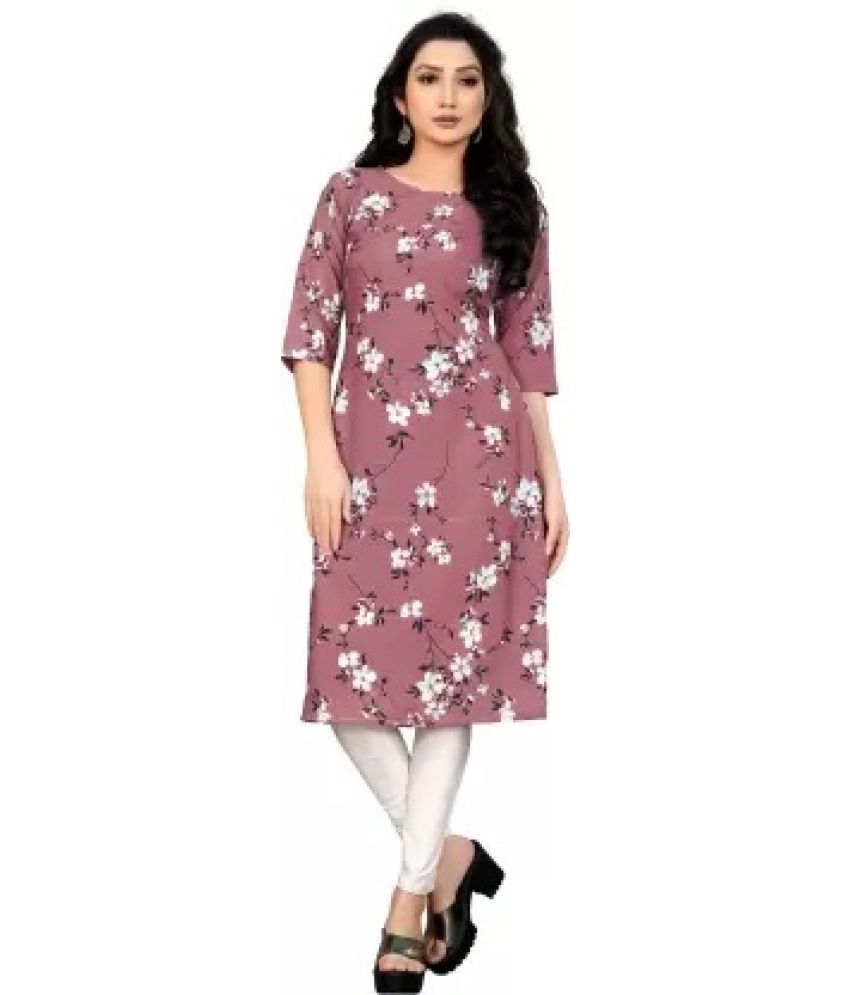     			AK FASHION MALL Pack of 1 Crepe Printed Straight Women's Kurti - ( Multicolor )