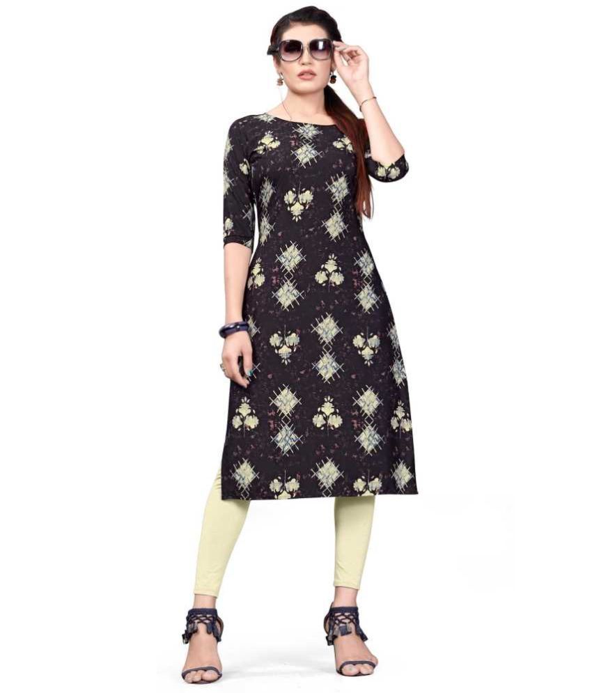     			AK FASHION MALL Pack of 1 Crepe Printed Straight Women's Kurti - ( Multicolor )