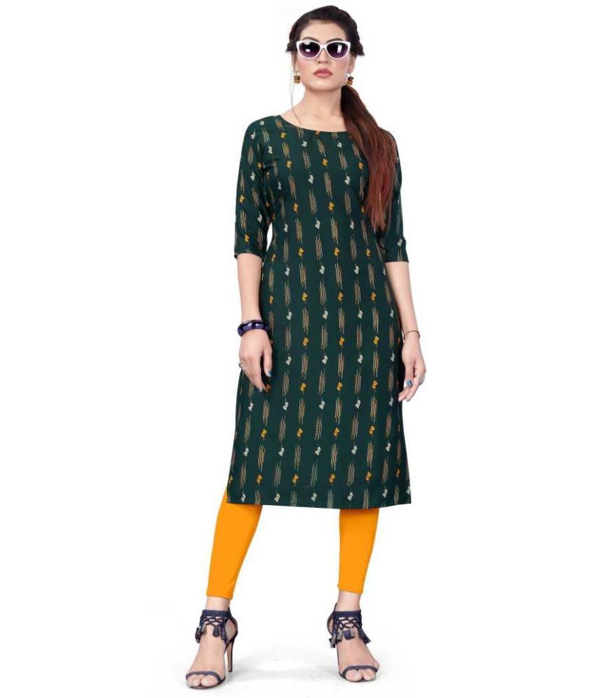     			AK FASHION MALL Pack of 1 Crepe Printed Straight Women's Kurti - ( Multicolor )