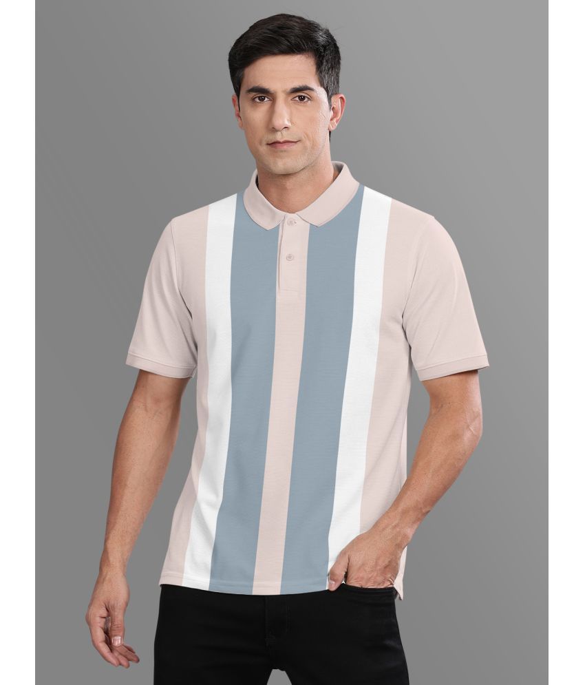     			BULLMER Pack of 1 Cotton Blend Regular Fit Striped Half Sleeves Men's Polo T Shirt ( Blue )