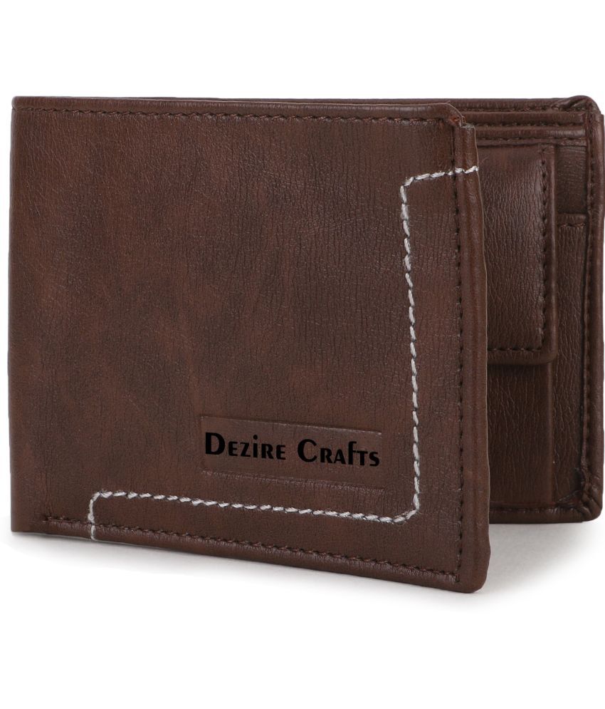     			Dezire Crafts PU Printed Men's Regular Wallet With 5 Slots For Card ( Brown , Pack of 1 )