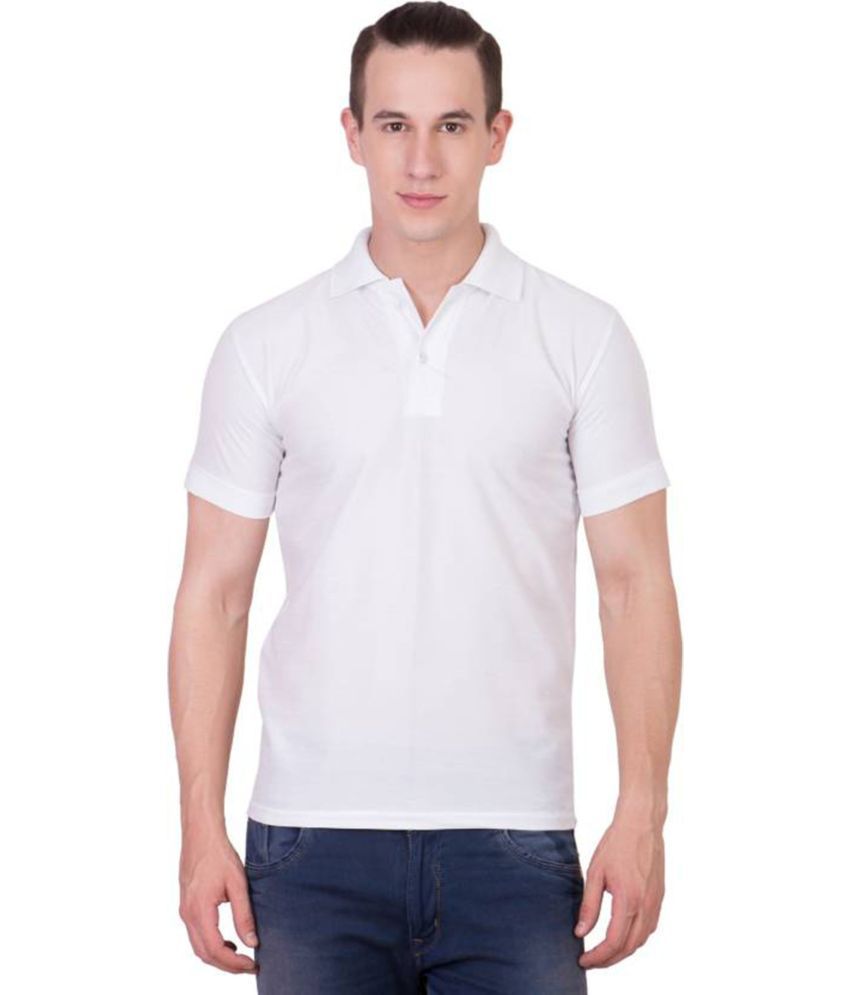     			FIRSTLIKE Pack of 1 Cotton Blend Regular Fit Solid Half Sleeves Men's Polo T Shirt ( White )