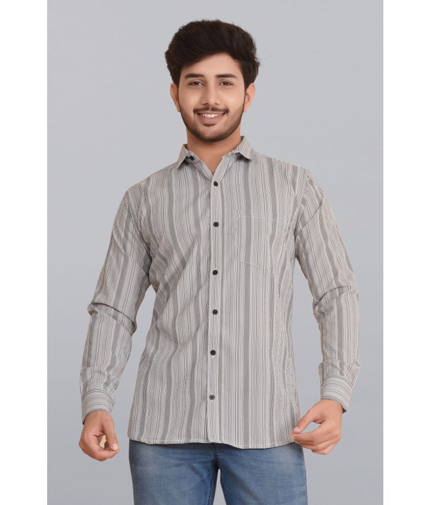     			Fashionfricks Cotton Blend Regular Fit Striped Full Sleeves Men's Casual Shirt - Grey ( Pack of 1 )