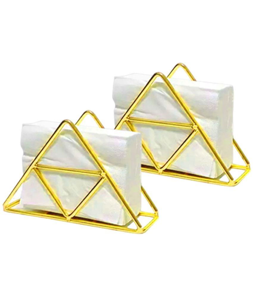     			HOMSSY Gold Metallic Napkin Holder Stainless Steel Napkin Holder 2 Pcs