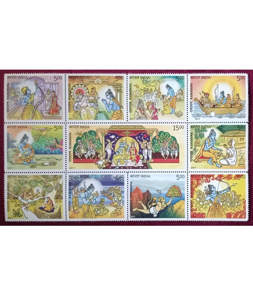     			India Ramayana Set of 11 Postage Stamps Mint MNH....Collectible