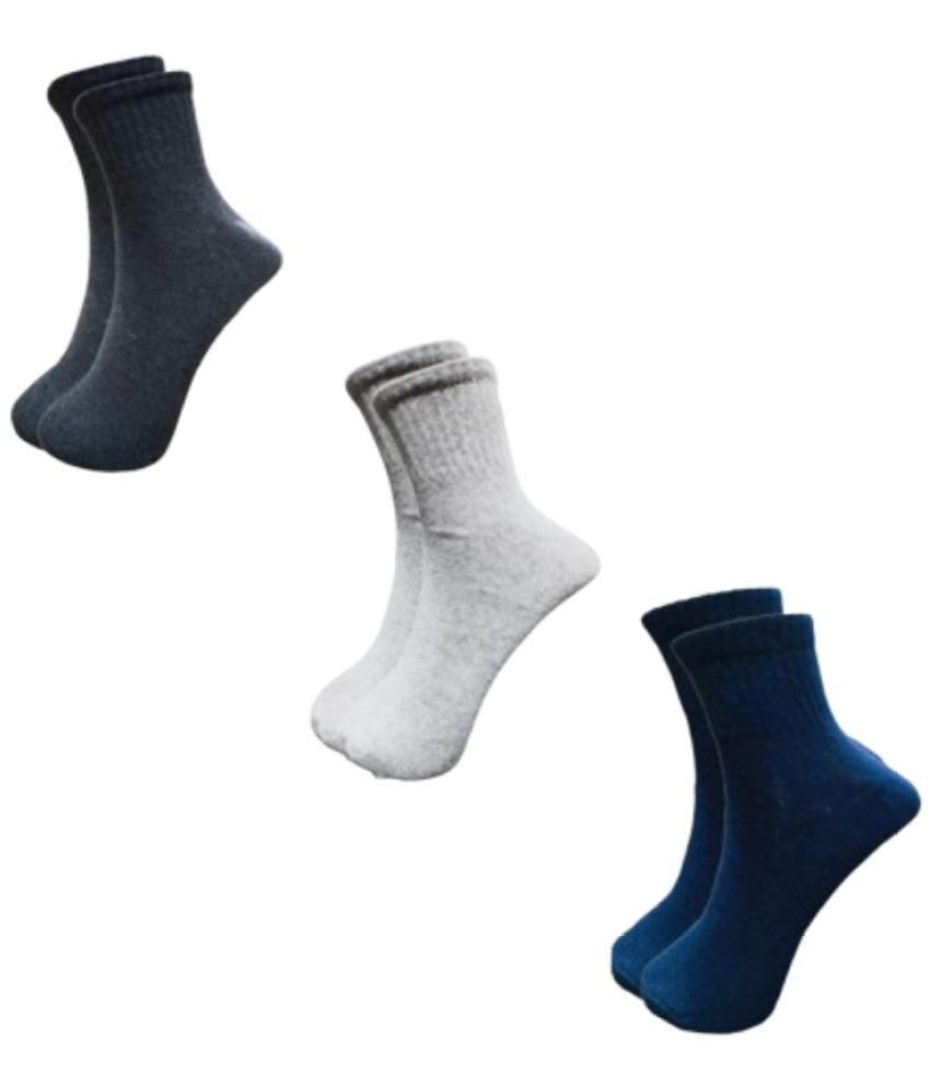     			KALRA MAGIC Pack of 3 Men's Cotton Ankle Length Socks ( Multicolor )