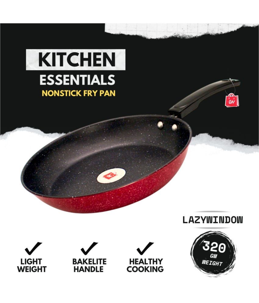     			LAZYWINDOW Non-Stick Hard Anodised Fry Pan Induction Bottom without Lid 2.4 mm Thickness 23 cm Diameter 1 Ltr