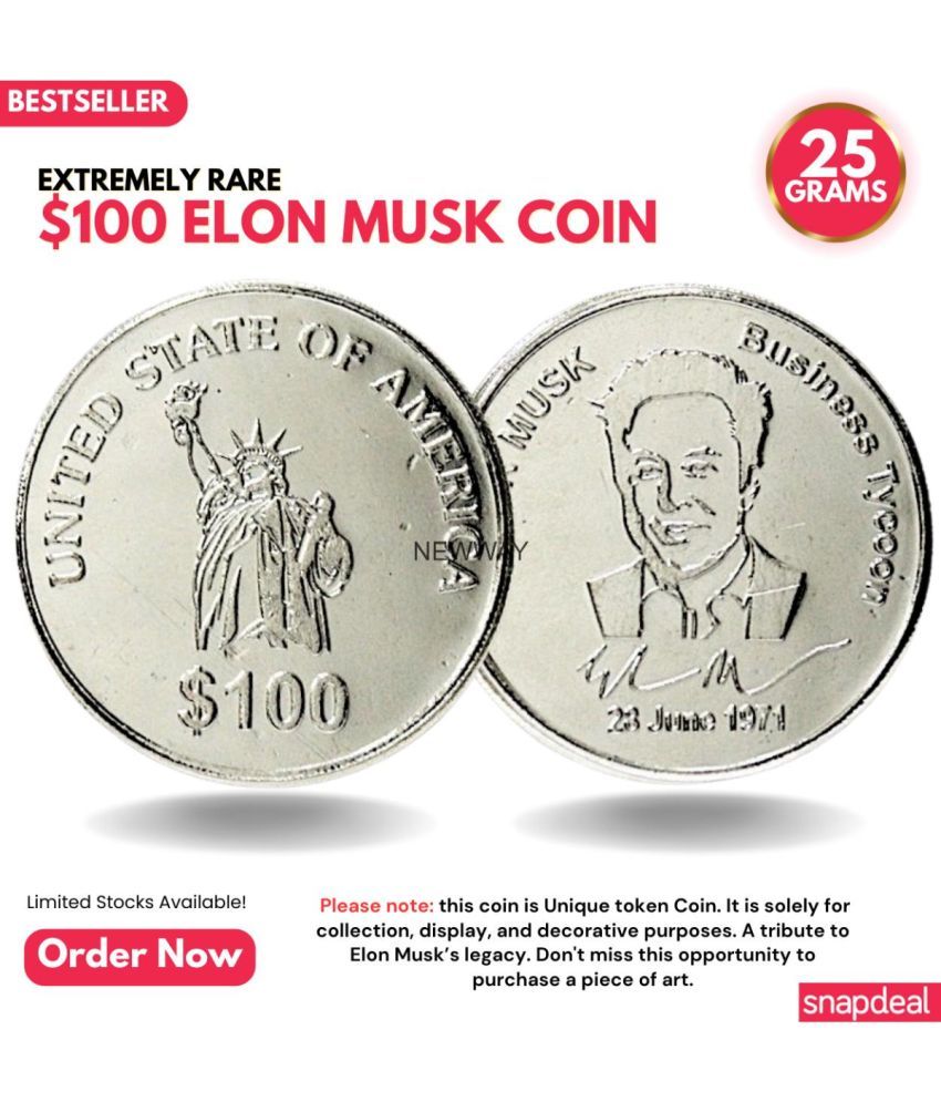     			Most Demanded 100 Dollars, Elon Musk - Business Tycoon - Rare Silver-plated Heavy Coin